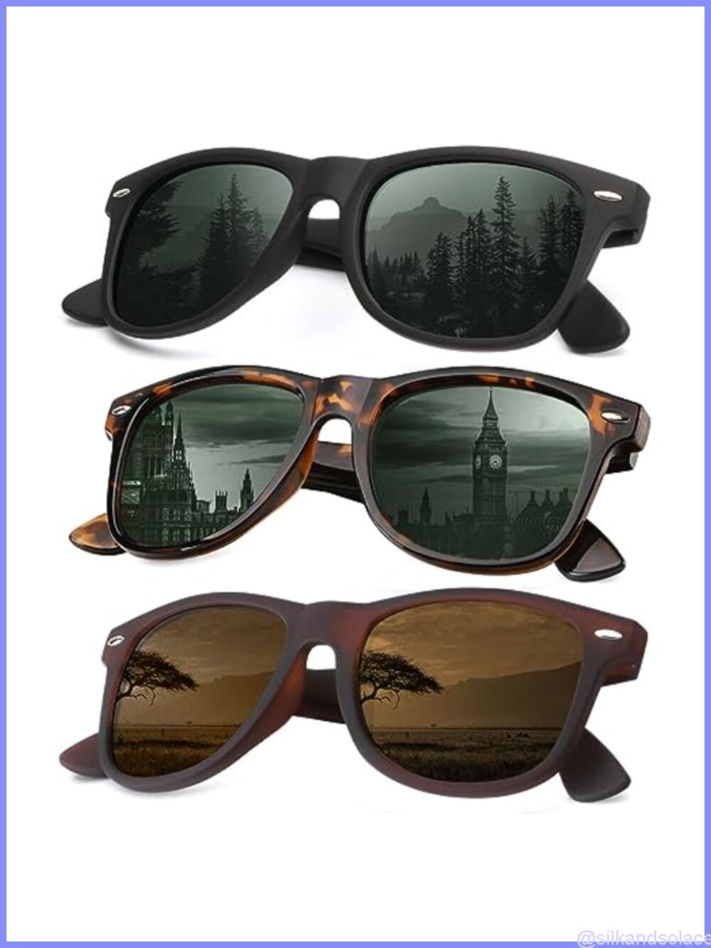 Polarized Sunglasses 3 Pack UV Protection Unisex Rectangular Wrap for Driving